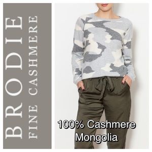 Brodie Fine 100% Cashmere Mongolia Mongolian Camo Sweater Sz S